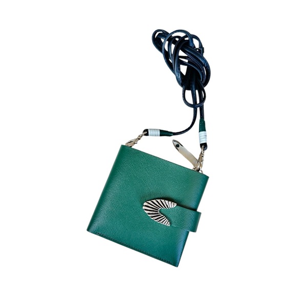 Toga Archives Other - TOGA Archives PULLA Square Leather Shoulder Wallet Green & White